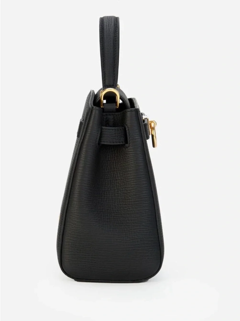Parisa Wang Madison Top Handle Bag - Black Leather Satchel Gold Hardware